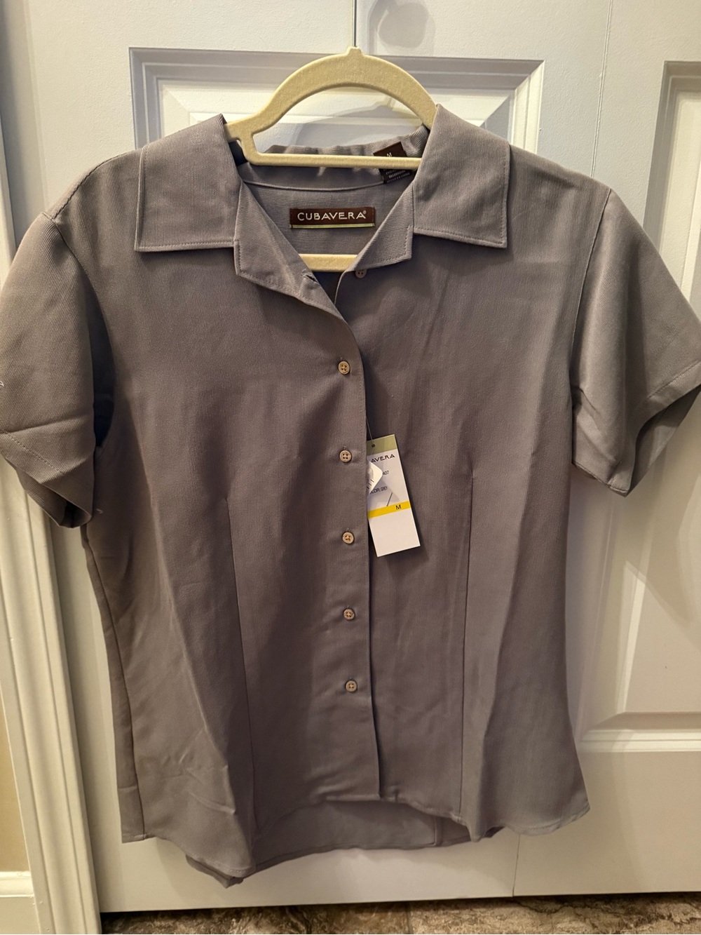 Cubavera Women's Short Sleeve Button-Down Shirt - Gray